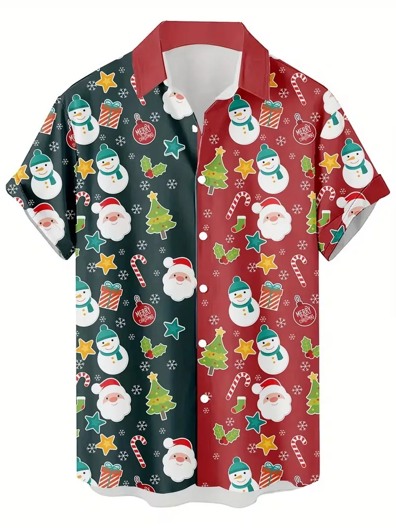 

Men's Santa Claus Christmas Print Hawaiian Shirt Short Sleeve Button Down Casual Beach Shirts Men's Xmas Surfing Shirt
