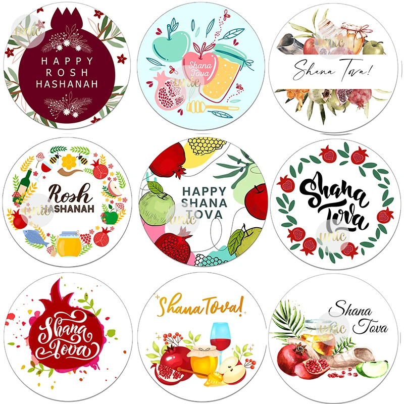 Shana Tova Rosh Hashanah Sticker Labels Jewish Happy New Year Celebration Sticker Flower Party Decor Self-adhesive Labels