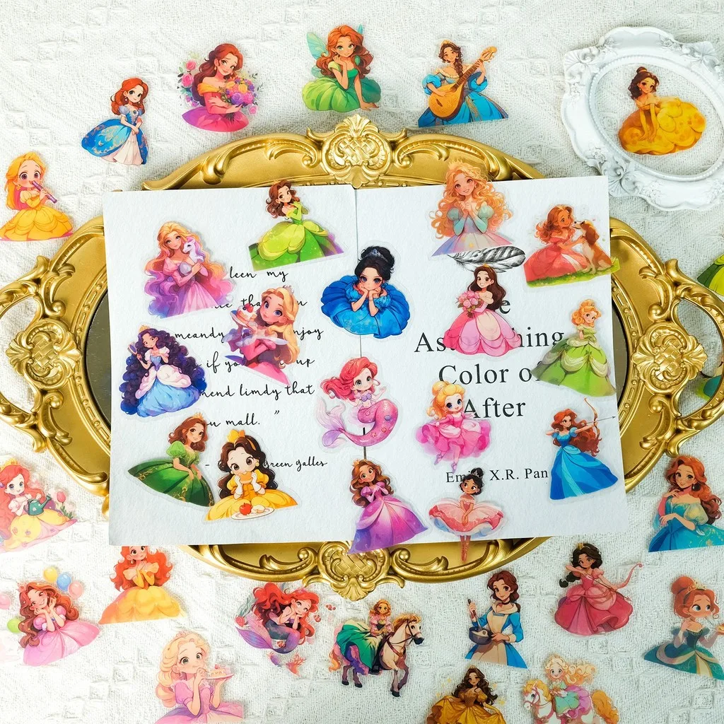 50 Pcs Fairy Tale Princess Transparent Waterproof Stickers - Kids Reward Decals for Notebooks, Phone Cases Giajar Sticker Store