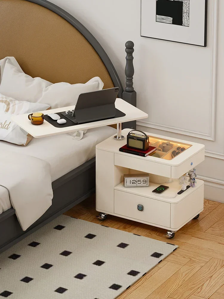 Movable lifting bedside table intelligent rotating creative edge trolley