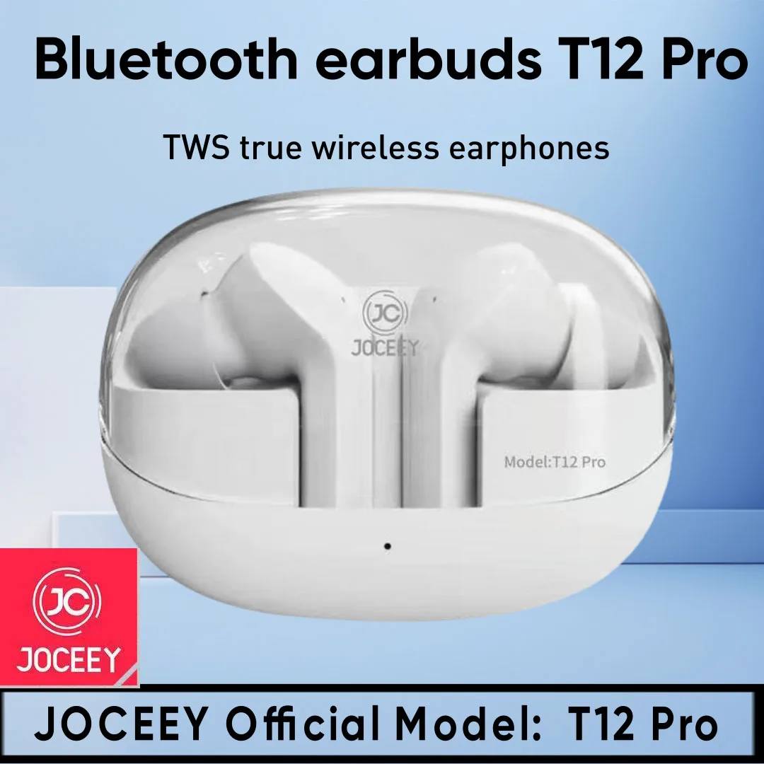 JOCEEY Bluetooth Headphones T12 Pro, True Wireless Earbuds with Wireless Charging Case IPX5 Waterproof in-Ear Earbuds with Mic