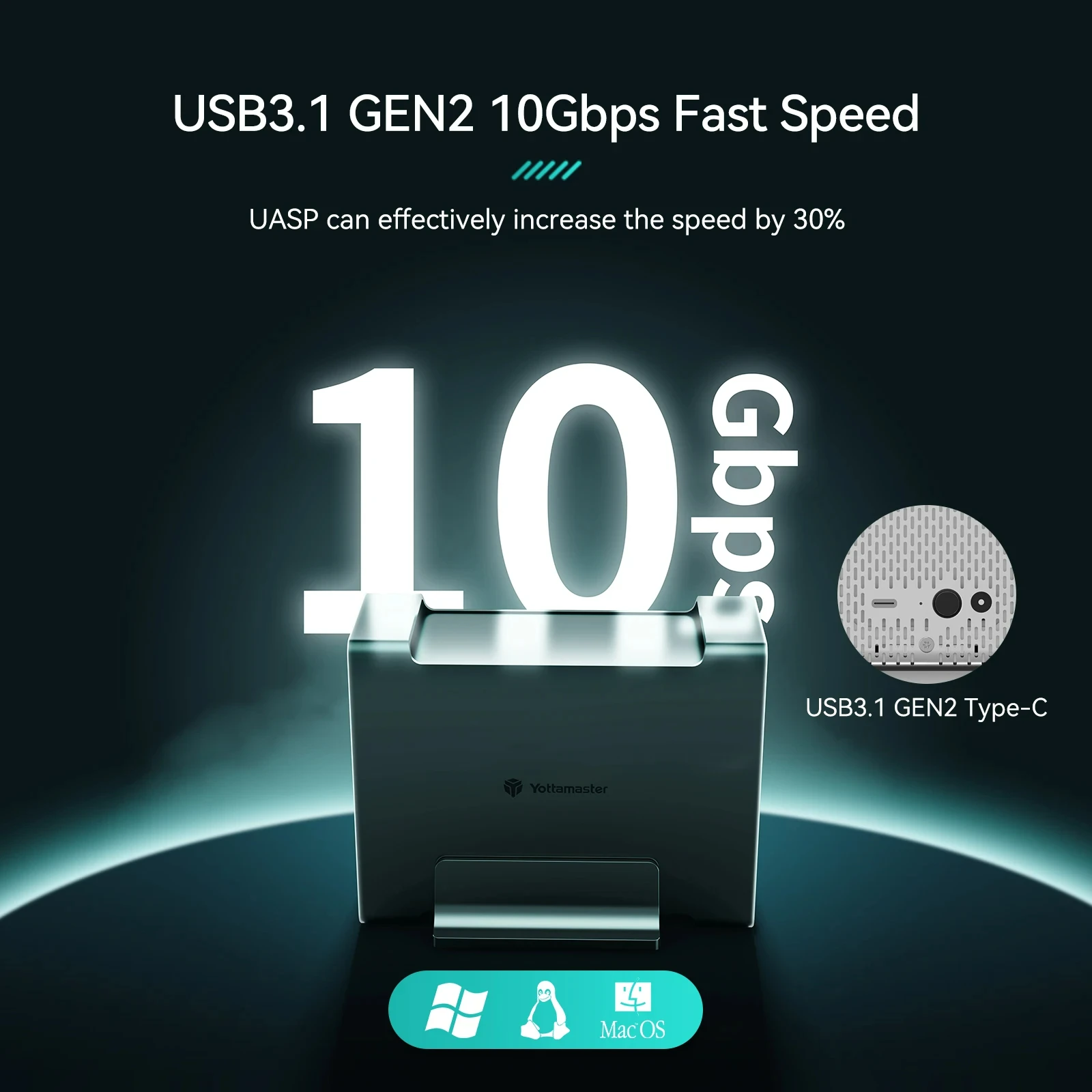 Yottamaster HOT 2,5 Zoll Festplattengehäuse HDD SSD SATA3.0 5 Gbit/s 10 Gbit/s Festplattengehäuse USB3.1 Gen2 10 Gbit/s 7–9,5 mm 7–15 mm Gehäuse – Detail 5