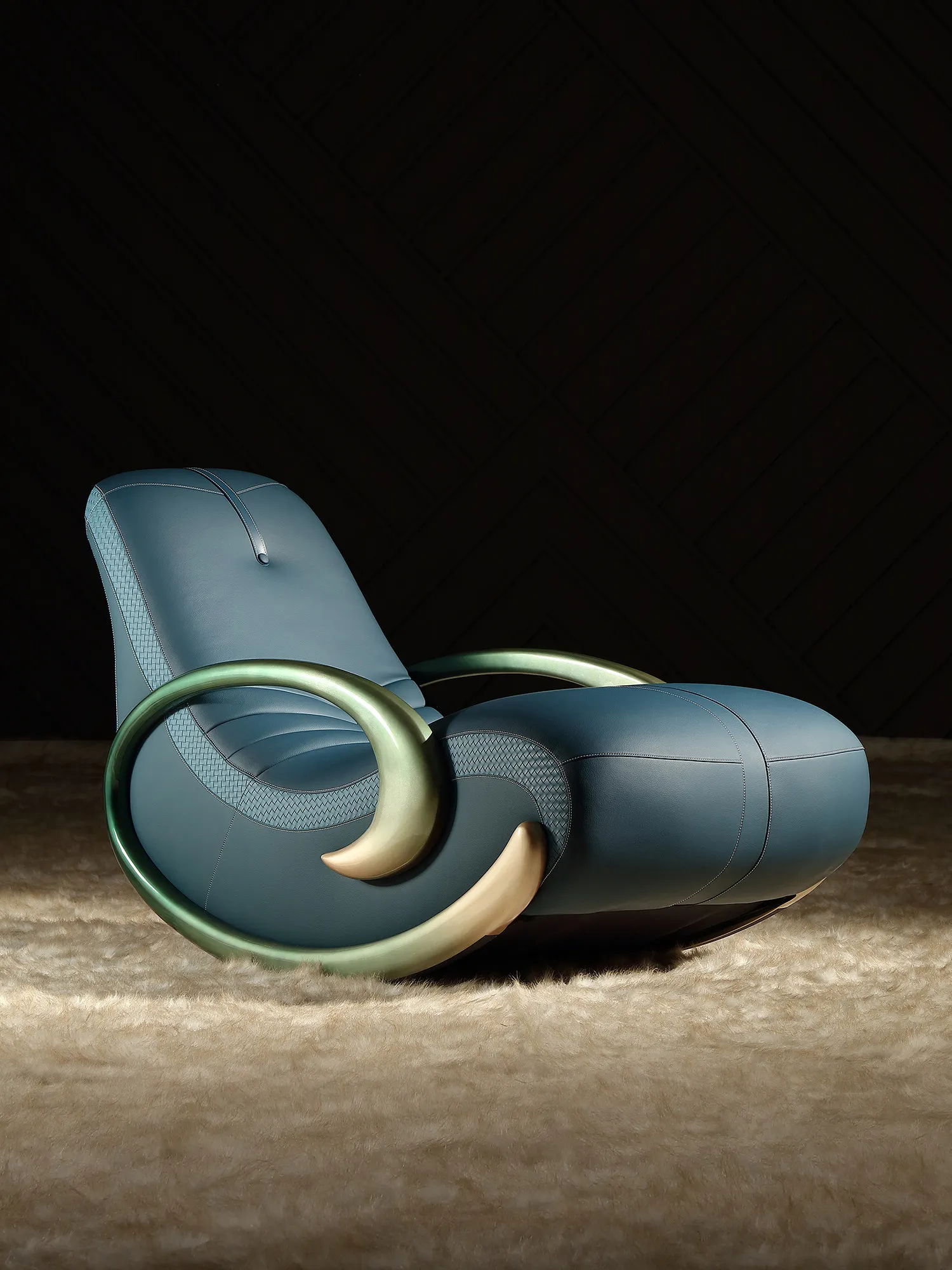 

Modern light luxury leather art recliner single leisure sofa rocking chair new product