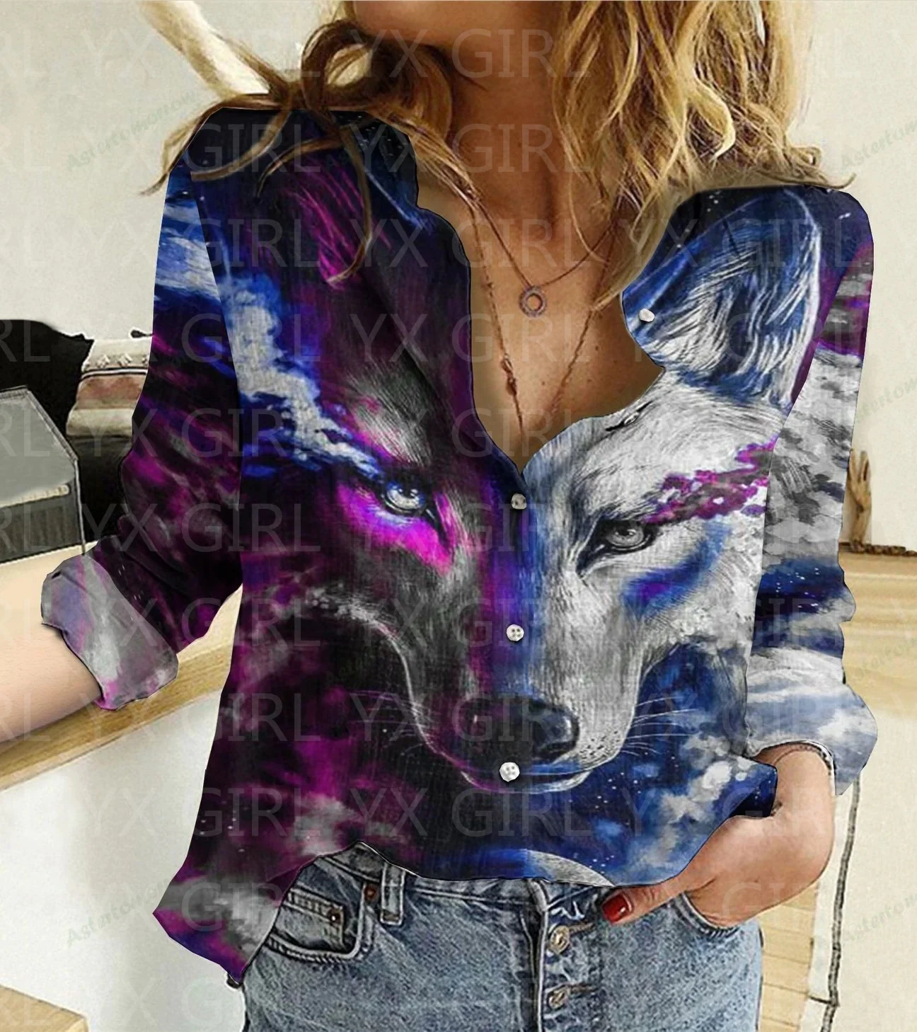 Рисунок 4 - Женская Повседневная рубашка с принтом подсолнуха