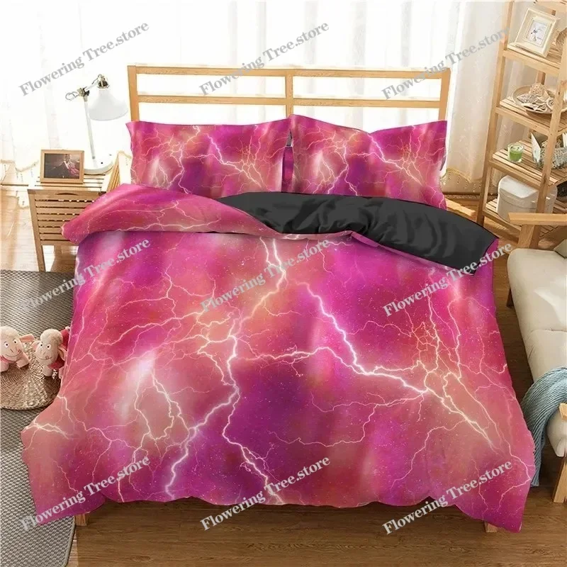 Lightning Duvet Cover Set Natural Phenomenon Bedding Set or Kids Boys Thunder Comforter Cover Soft Polyester Quilt Cover