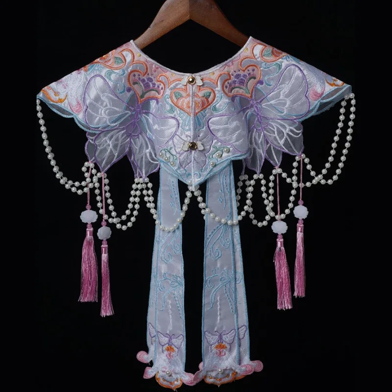 

Women's Spring Summer Flower Embroidery Pearl Tassel Pashmina Female Winter Shawl Cloak Collar R2701