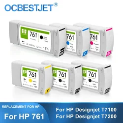 HPプリンター用の交換用インクカートリッジ,6色の顔料インクでいっぱい,HP designjet t7100,t7200,サードパーティ製ブランド,761
