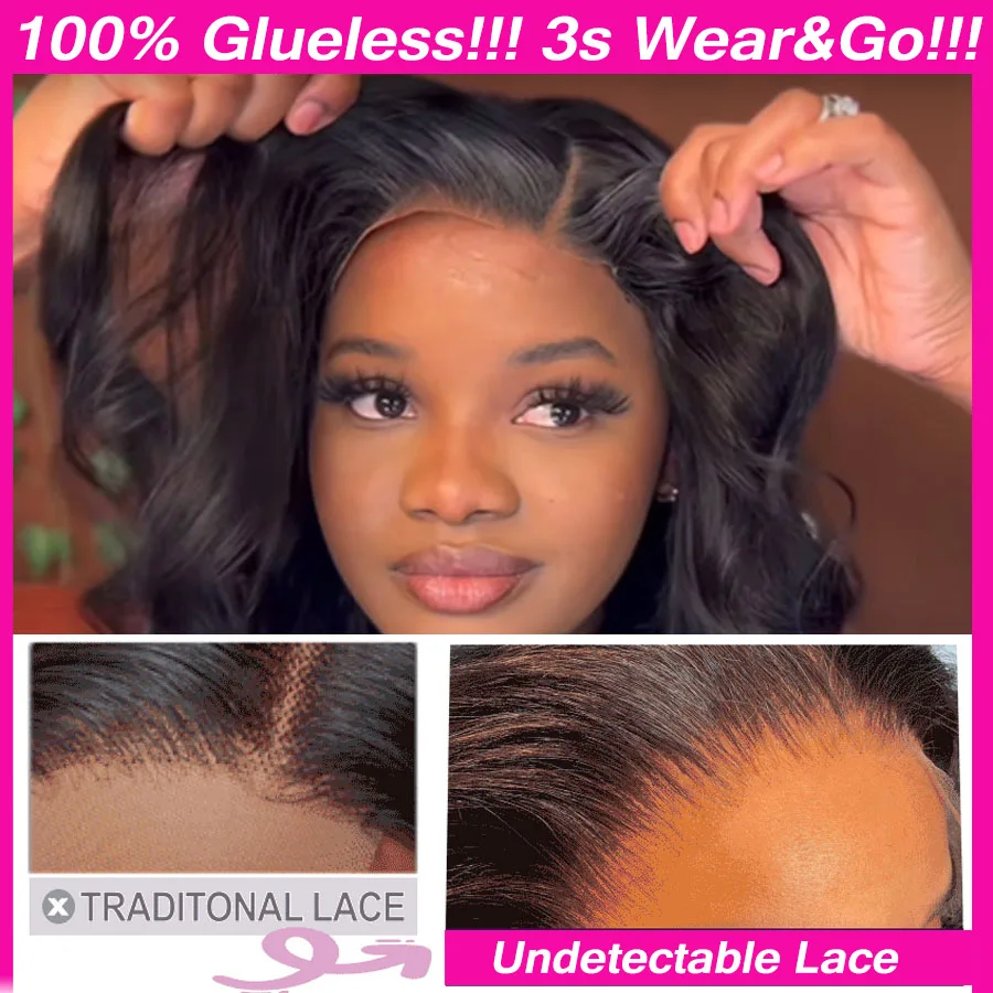 Body Wave 250% HD Lace Front Wig Glueless Wig Pre Plucked Invisible HD Transparent Lace Melt All Skin Ready to Wear For Woman