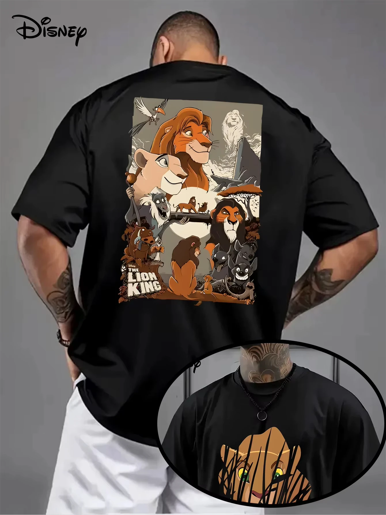 

Disney 2026 New Hot Summer Men's Simba Lion King Pattern T-Shirt Daily Leisure and Theme Activities Wear Unisex Cotton Oversized