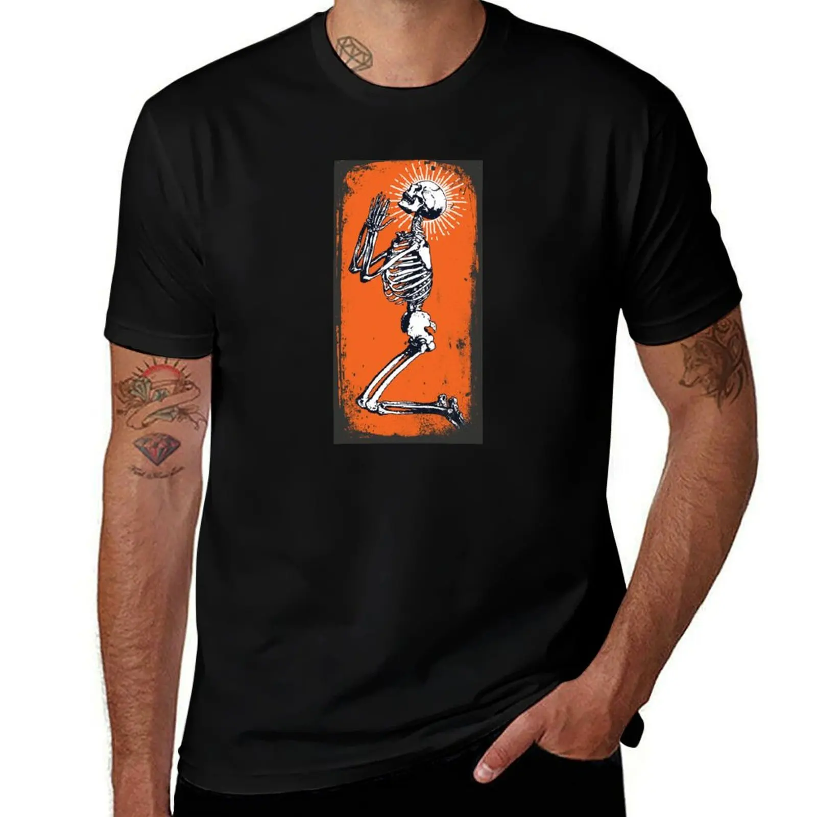 Praying Skeleton T-Shirt High Elasticity Sports T-Shirt
