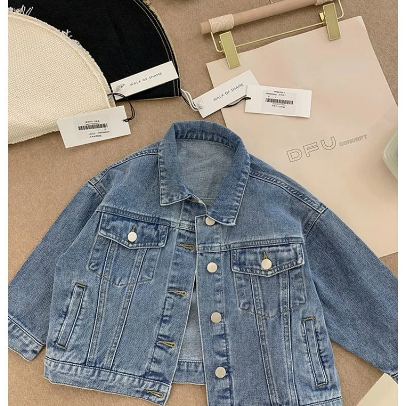 Fashion Kids Denim Jacket For Girls Coat Spring Autumn Children Outerwear Baby Casual Jackets Costume 4-12 Year