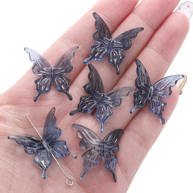 20Pcs Acrylic Clear AB Color Butterfly Beads for Crafts