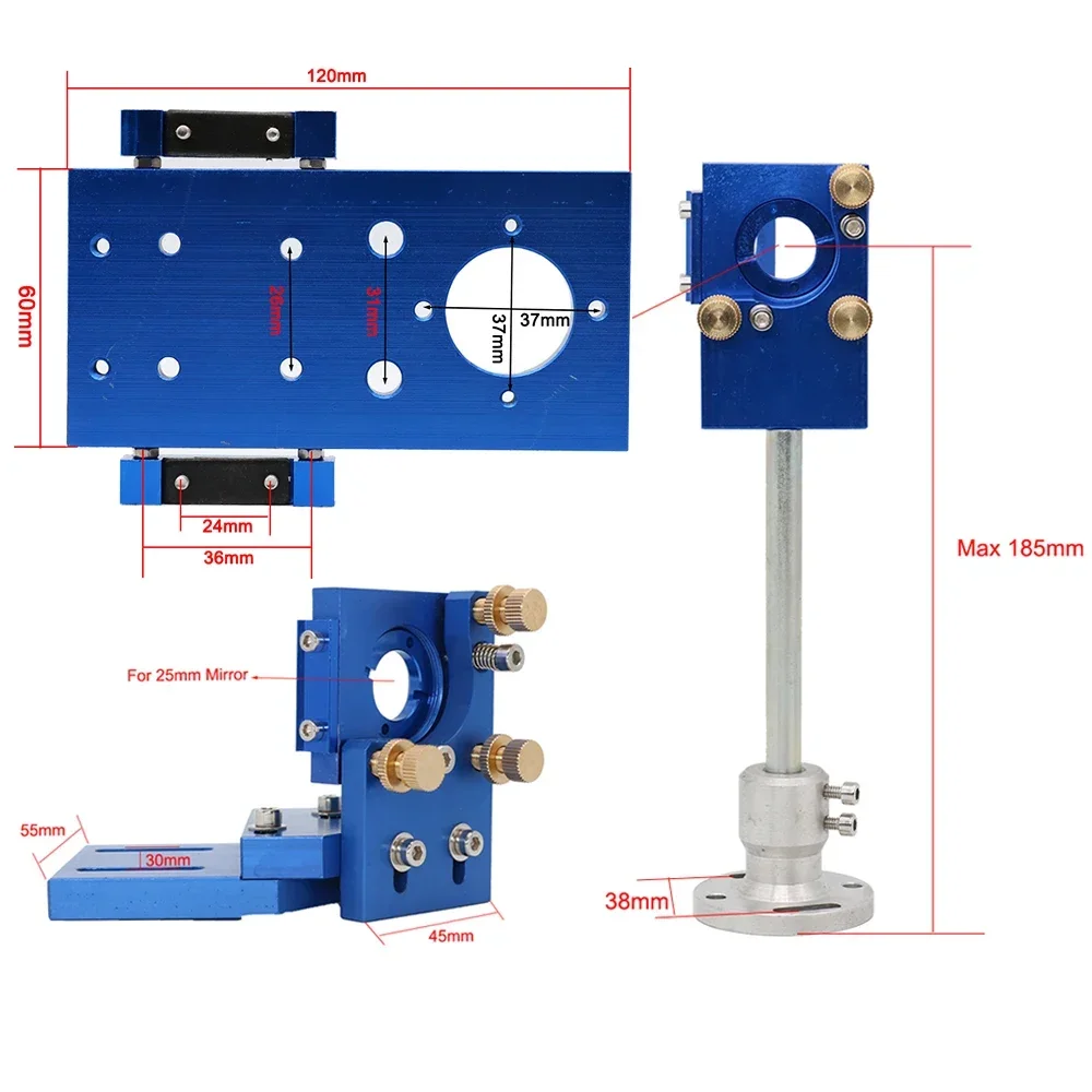 QDLASER جودة عالية CO2 الليزر رئيس التركيز عدسة 20 مللي متر مرآة عاكسة 25 مللي متر جبل متكامل لآلة القطع والنقش بالليزر #6