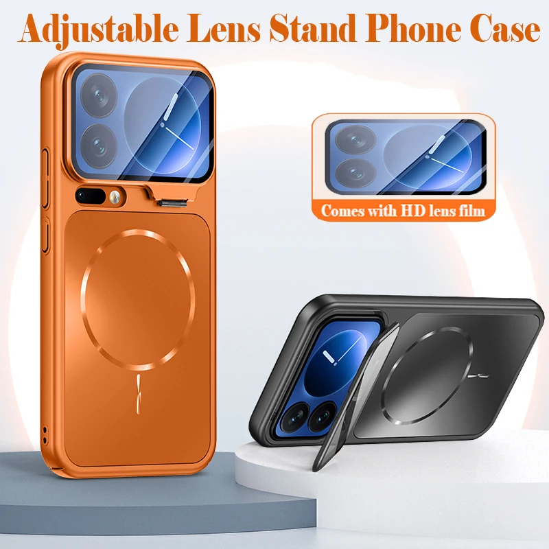 Custodia con supporto per obiettivo regolabile per Xiaomi MI 17 Pro Max MagSafe Protezione per obiettivo di ricarica wireless magnetica Cover posteriore per PC Premium