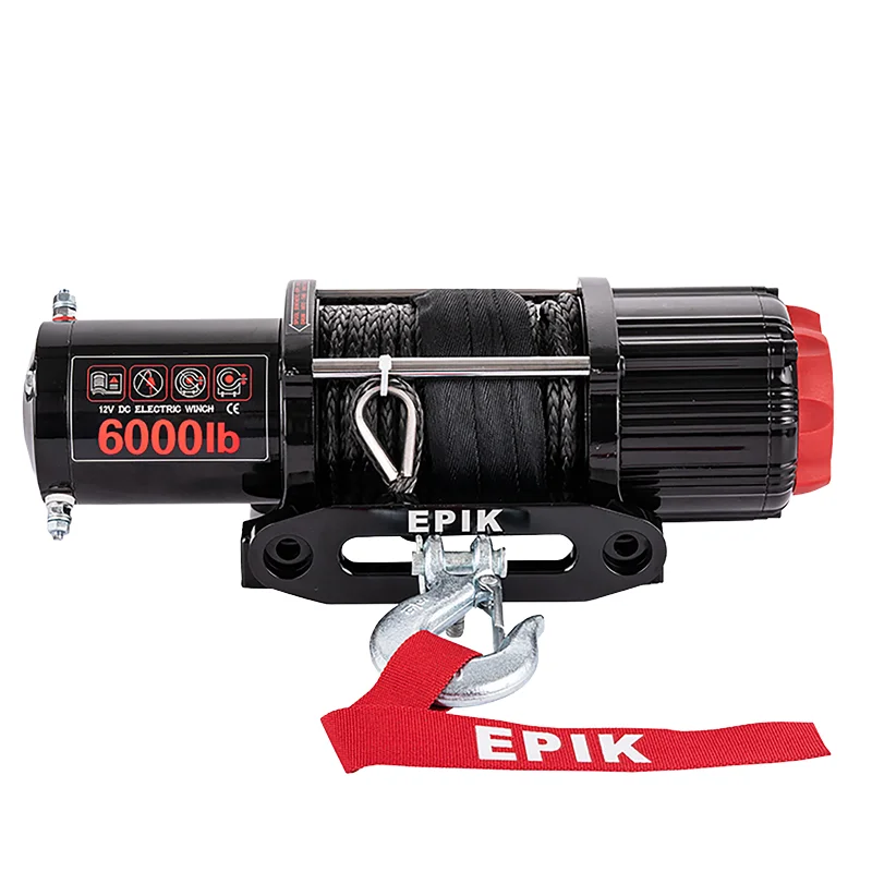 EPIK WINCH Mini Grúa Eléctrica con Cable Sintético 12V UTV-6000S, Capacidad de Carga de 6000 lb, Aplicación Automotriz, Control Remoto de Alta Calidad