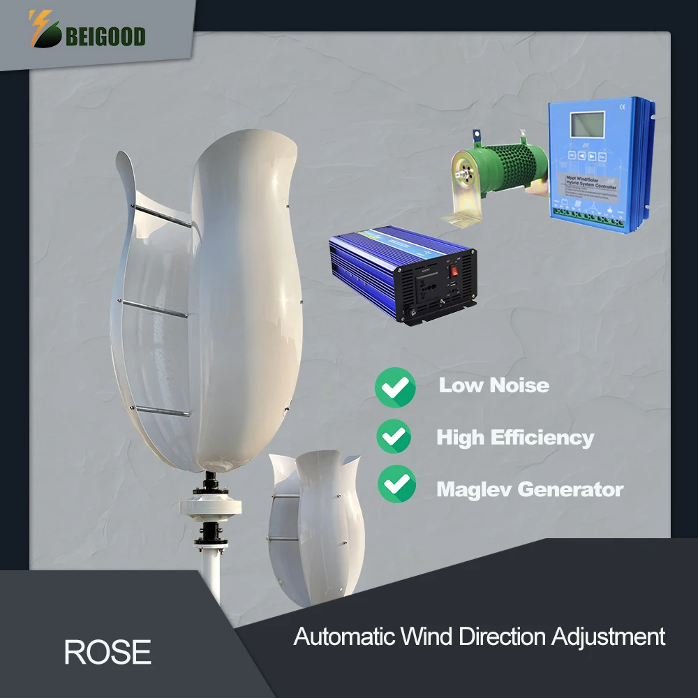 

China 8000W 5000W 3Kw Vertical Axis Wind Turbine Generator 12V 24V 48V With Mppt Controller Low Noise Windmill For Streetlights