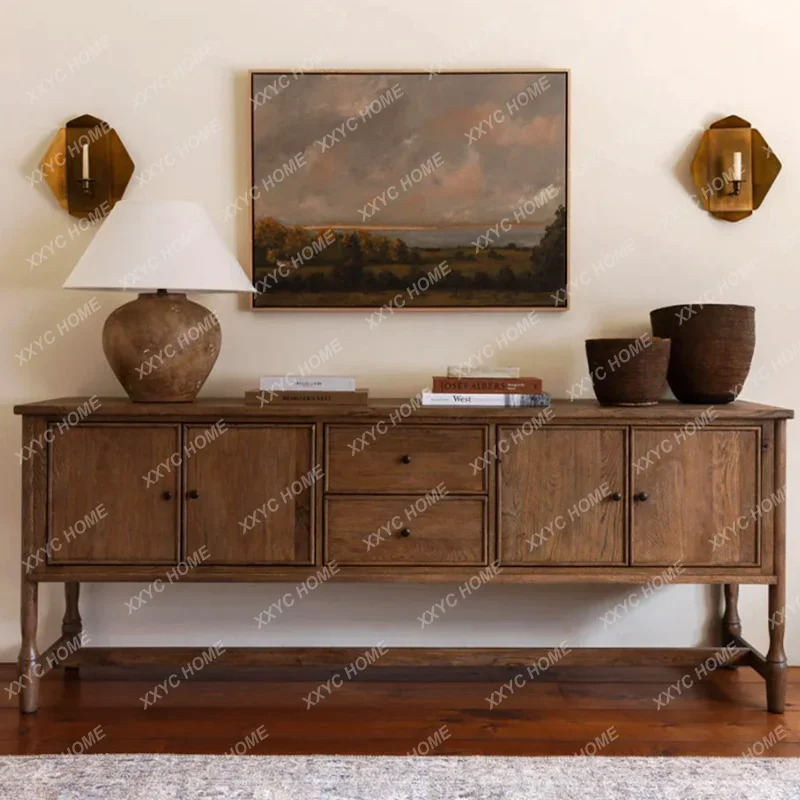 

retro solid wood dining side porch storage storage decorative cabinet