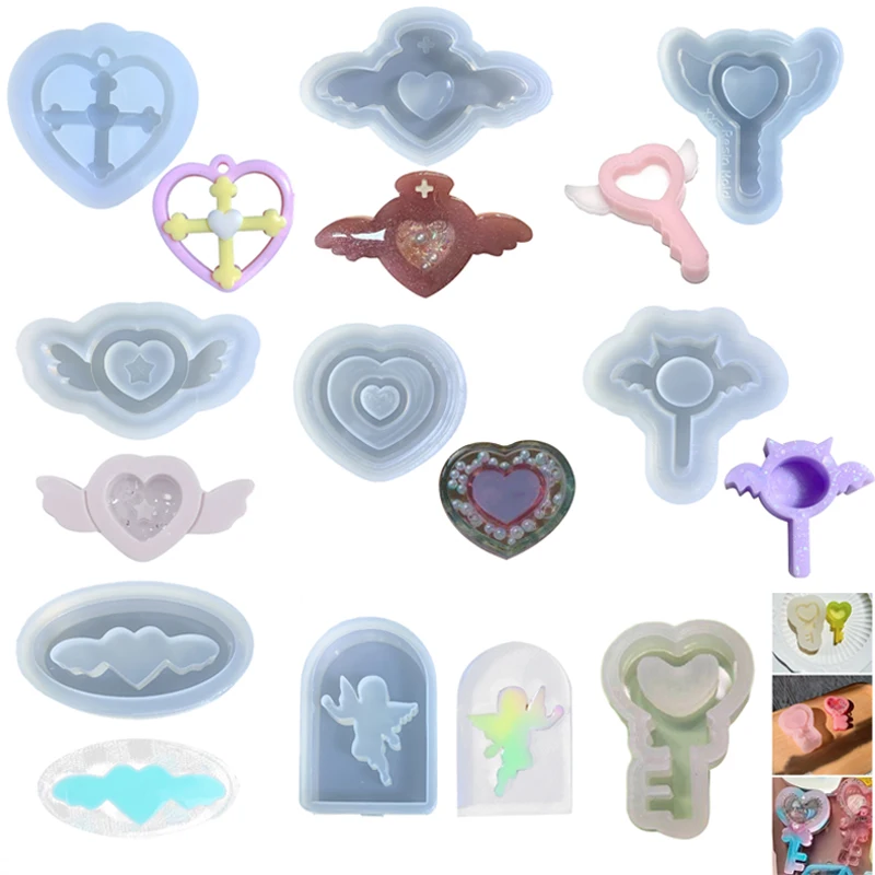 Resin Shaker Molds Quicksand Silicone Mold Epoxy Keychain Pendent Casting  Mould for Charm Jewelry Pendant Decor Art Grip Moulds