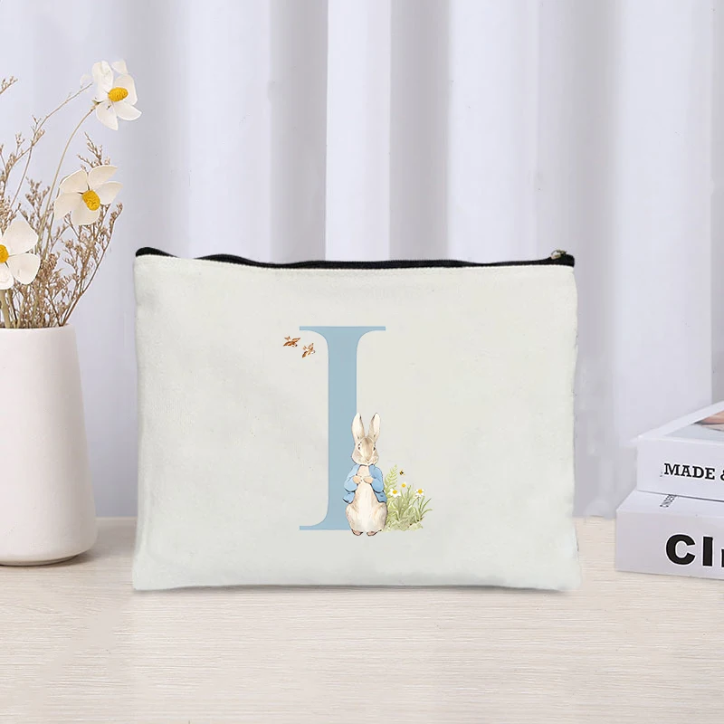 Cute Letters with Bunny Makeup Bag Ladies Wedding Gift Travel Cosmetic Organizer Toilet Storage Pouch Luxury Women Handbag Purse