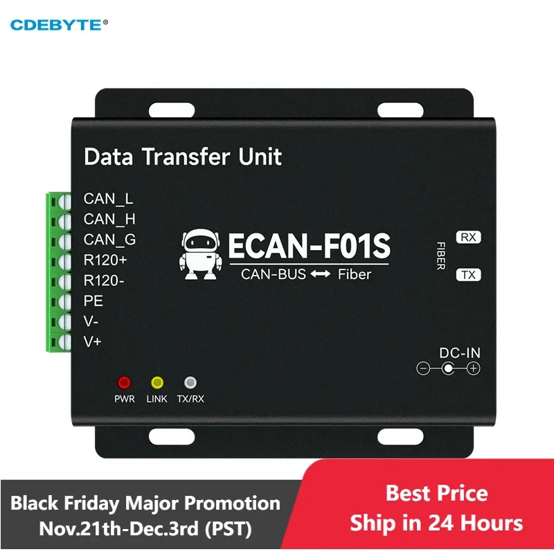 1Set CAN to Fiber Optic Wireless Modem CDEBYTE ECAN-F01S DC:8V~28V Fully Transparent Communication 5k-1Mbps Baud Rate Can2.0A/B