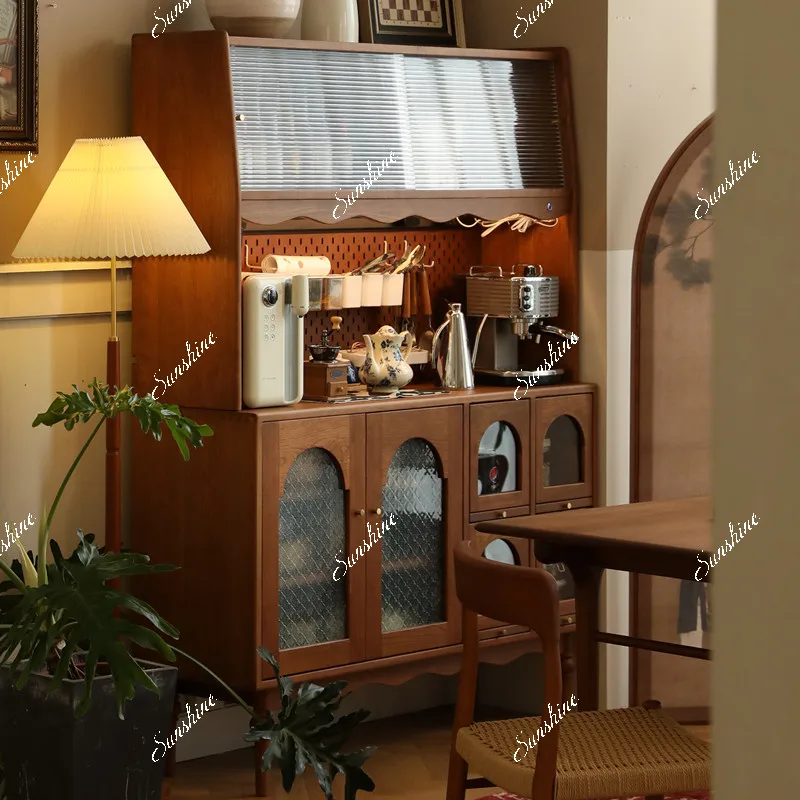 

French caramel restaurant storage cabinet, antique solid wood side cabinet