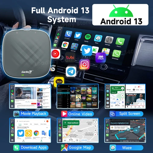 Imagen 2 del producto 2025 CarPlay Android 13 TV Box Android Auto adaptador Carplay inalámbrico SM6115 128G caja inteligente de cuatro núcleos para Netflix Spotify Youtube