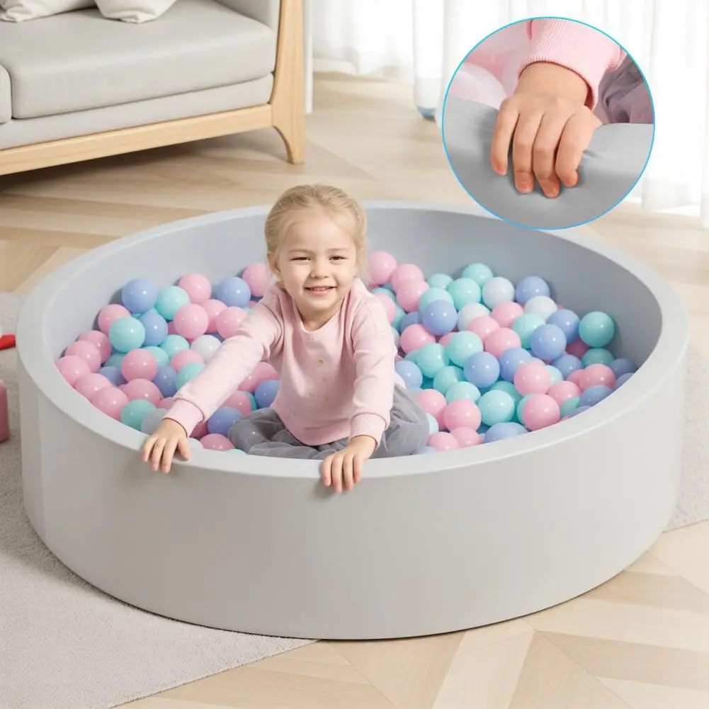 Piscine sèche en mousse pour bébé avec parc intérieur, fosse à balles en éponge grise, aire de jeux portable, boule d'océan douce, cadeaux d'anniversaire pour enfants