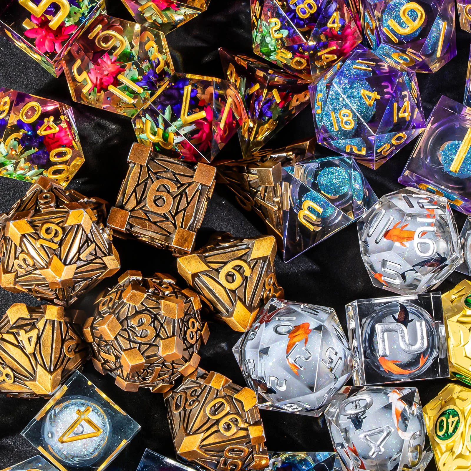 7PCS Polyhedral Dice Set Metal Resin Mixed Random Color DND Dice for RPG Tabletop Board Games