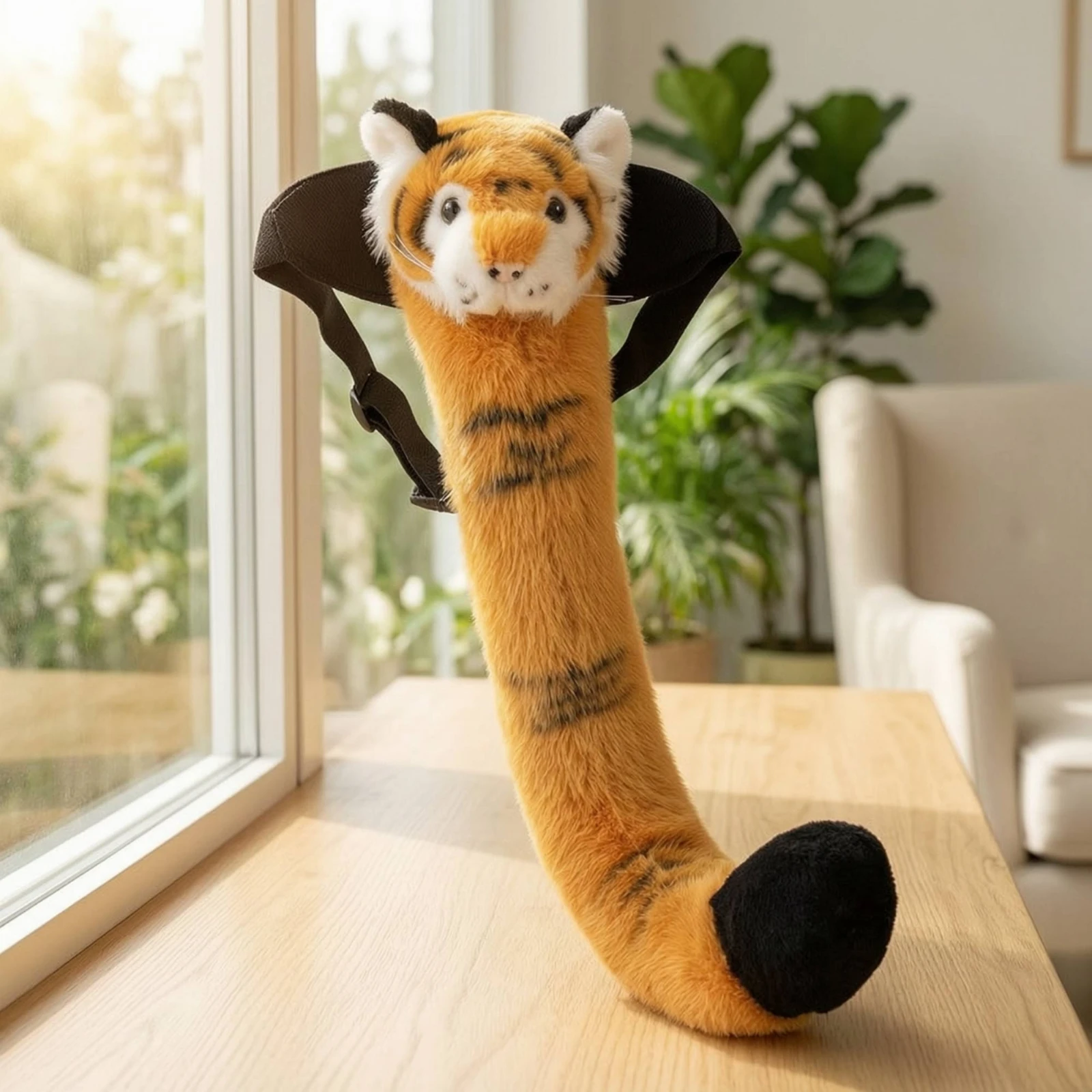 Soft Tiger Tail with Waist Strap Soft Wearable Tiger Costume Prop Furry Authentic for Children, Stage Performances