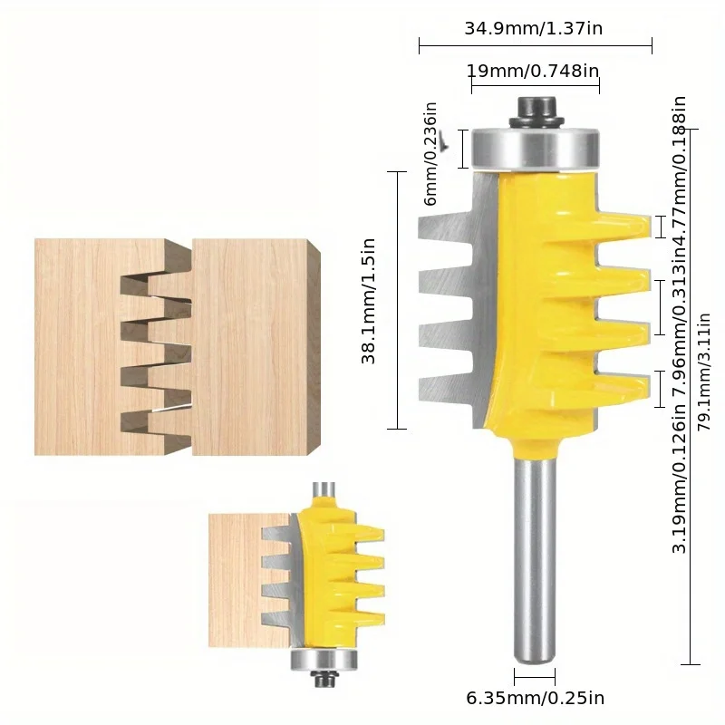

‌"Tapered Tooth Mortise & Tenon Bit | 1/4" & 1/2" & 8mm Shank Options | Multi-Tooth Jointing Cutter for Wood Carving"‌