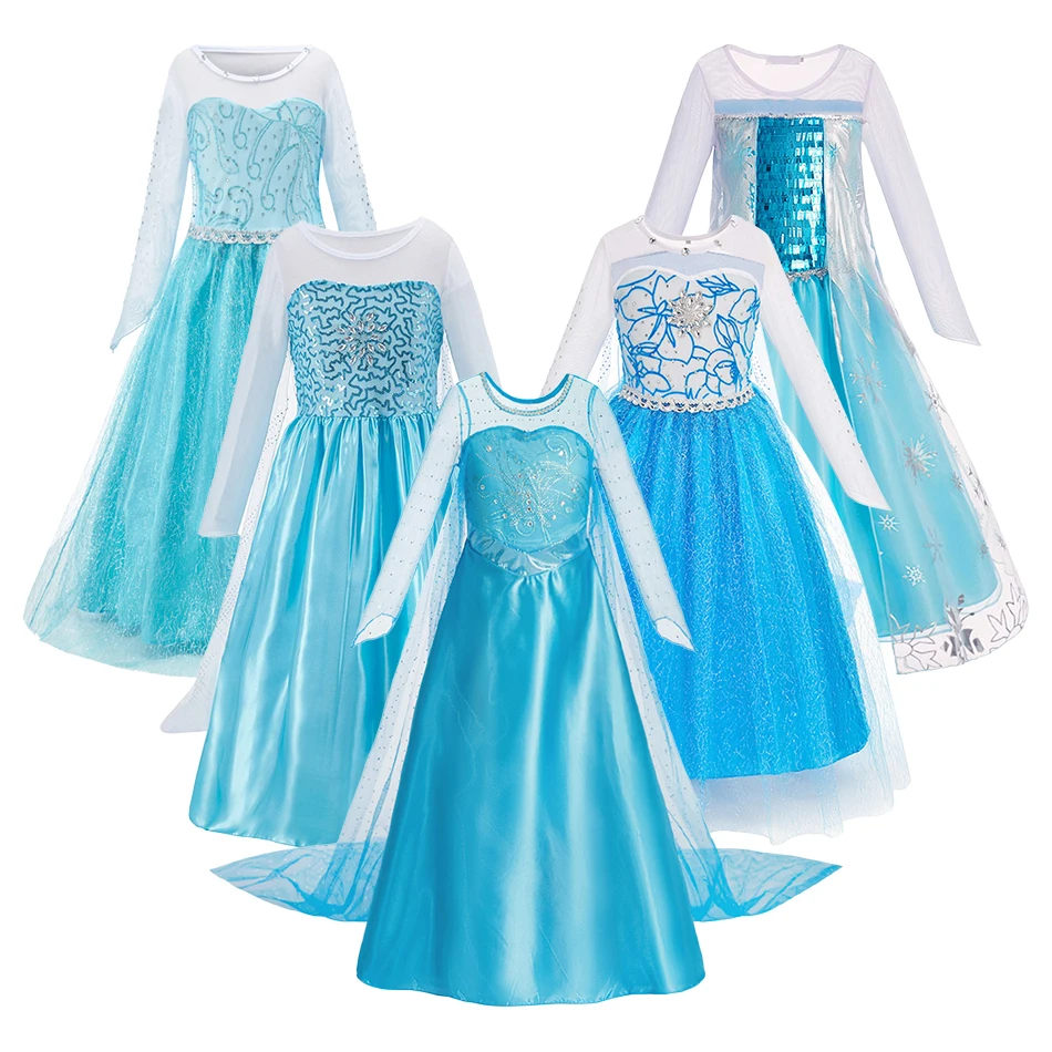 Elsa Snow Queen Shine Snowflake Sequin Pattern Cosplay Dress Halloween Carnival Dance Clothing Party Performance Cloak Costume