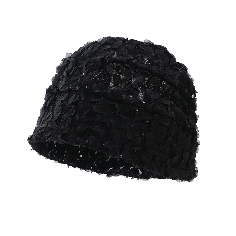 Frühling/Sommer Spitzen-Beanie-Kollektion 3D-Blumen Sommer Handgemachte Häkel-Hohlstrick-Beanie-Mütze Atmungsaktive Pullover-Kappe – Detail 6