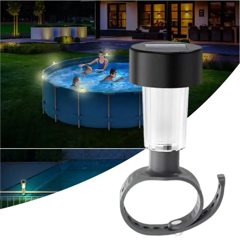 6 Pcs Above Ground Pool Lights Solar Powered  Solar Pool Side Lights RGB Color-Changing Brighter Warm Light Waterproof LED Pool