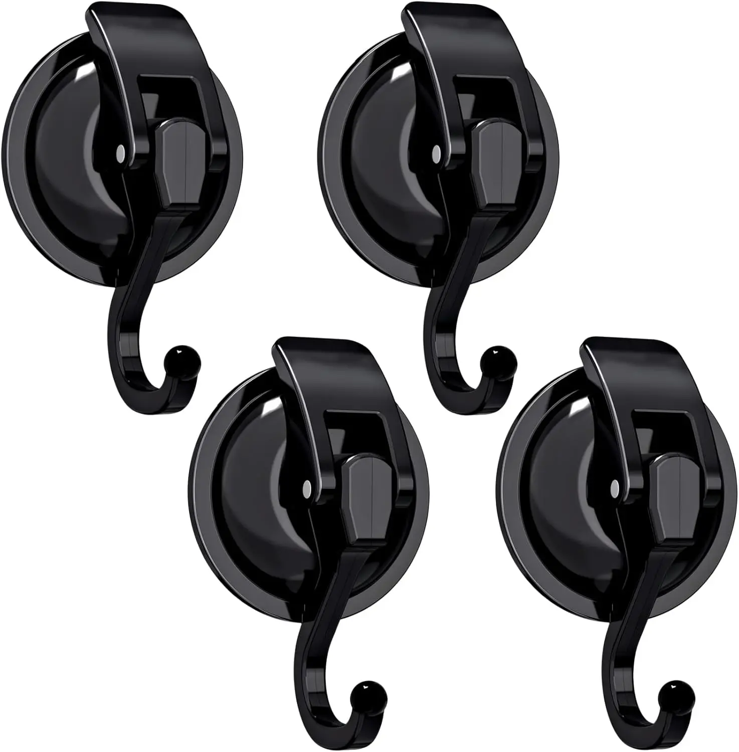 

4 Pack Heavy Duty Suction Hooks, 11 lbs Capacity, Black
