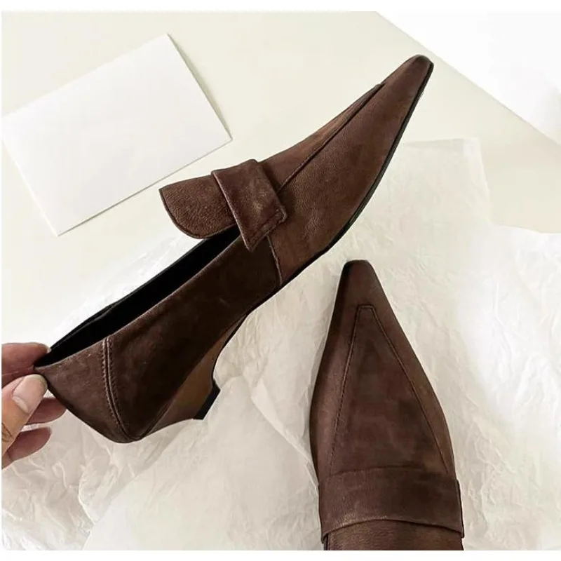 

Elegant Kitten Heel Women Pumps Sexy Pointed-Toe Soft Leather Women Loafers Comfortable Office Shoes for Women
