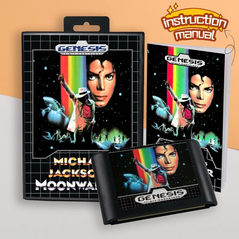 for Michael Jackson's Moonwalker US cover 16bit MD game card with manual retail box (1 set) for Sega Genesis Megadrive consoles