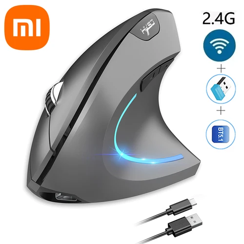 Ratón Vertical Xiaomi 2,4g + bt5.1, ratón inalámbrico de modo Dual, prevención de silencio, ratón de mano 6d recargable tipo c 2400dpi para juegos