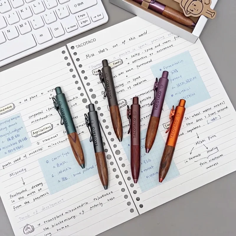 TACOTACO Limited Edition Natural Solid Wood Click Gel Pen,High-End Low-Center Pocket Writing Pen with Smooth Quick-Dry Black Ink