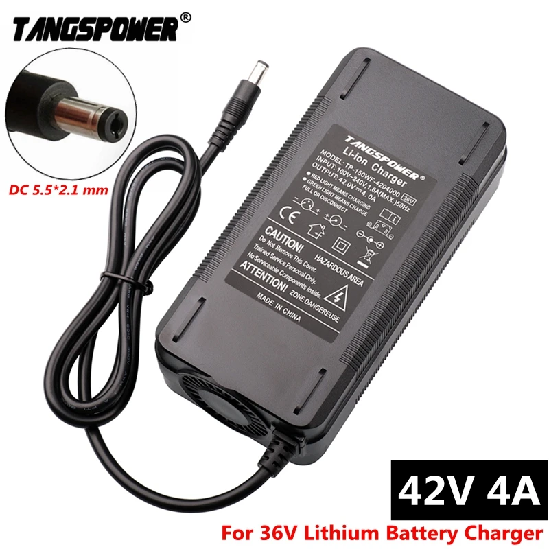 42V 4A Lithium Battery Charger For 10Series 36V Li-ion Battery Pack Charger DC 5.5mm*2.1mm Connector 150W Fast Charging