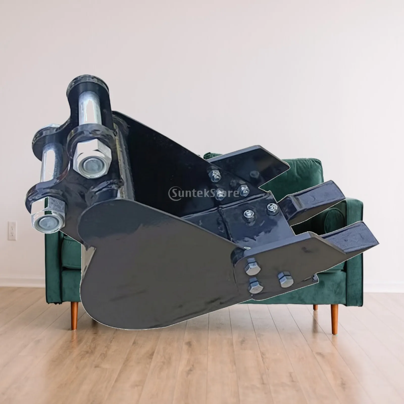 Steel Excavator Thumb Bucket Attachment with Welded Mounting Lugs for Compact Loader Digging and Construction Debris Work