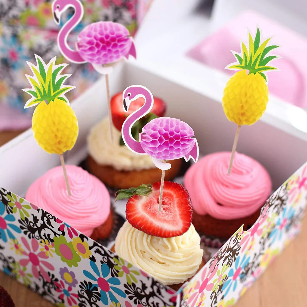 

Flamingo Insert Cards Pineapple Insert Cards Baking Toppers Cake Decor Topper Hawaii Theme Insert Cards