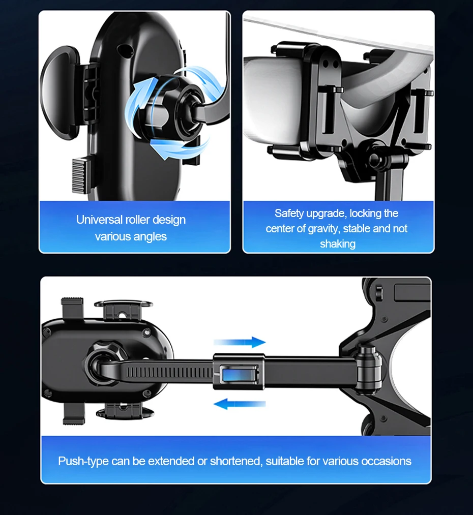 SEAMETAL Innenraum Auto Rückspiegel Telefon Halter Universal Handy Halterung Clips 360 Grad Drehbar Für GPS Navigation – Detail 15