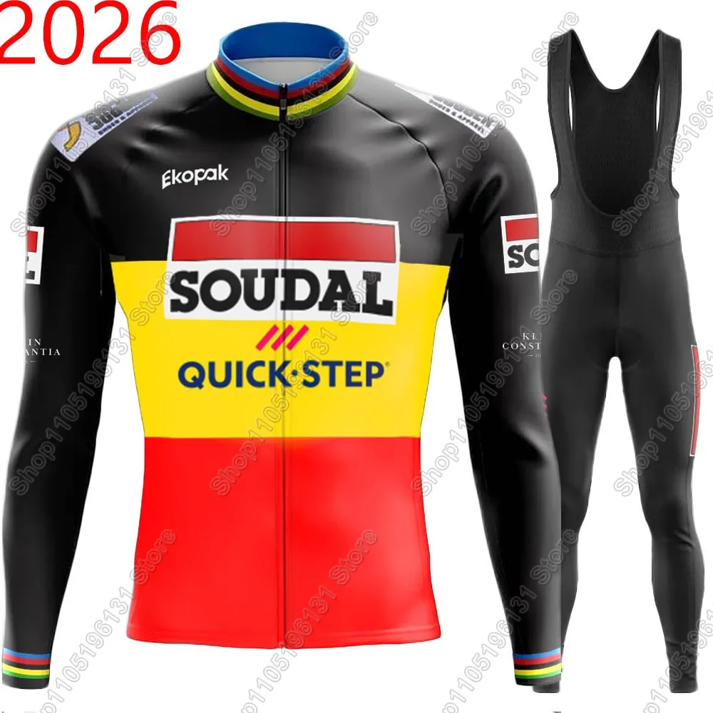 

Бельгия Soudal Quick Step Team Велосипедный трикотаж 2026 Комплект одежды Лето Зима с длинным рукавом MTB Велосипедные шоссейные брюки Нагрудник Ciclismo
