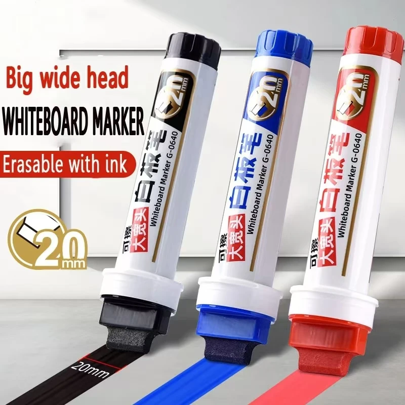 

20mm Extra Large Capacity Wide Head Erasable Ink-Adding Whiteboard Marker Office Stationery Water-Based Board Pen