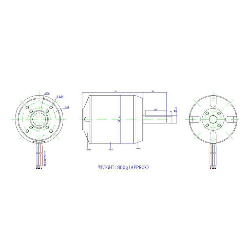 

ABKL 6374 170KV Brushless Motor Sensorless Motor for Four-Wheel Balancing Scooters Electric Skateboards
