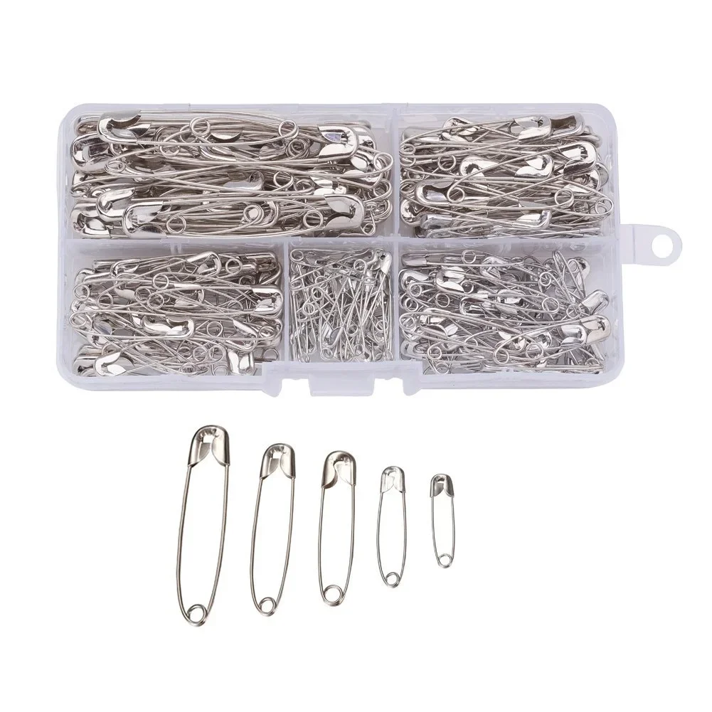 

1 Box of Various Types about 220 Iron Safety Pin Boxed Diy Safety Pin Brooch Jewelry Accessories