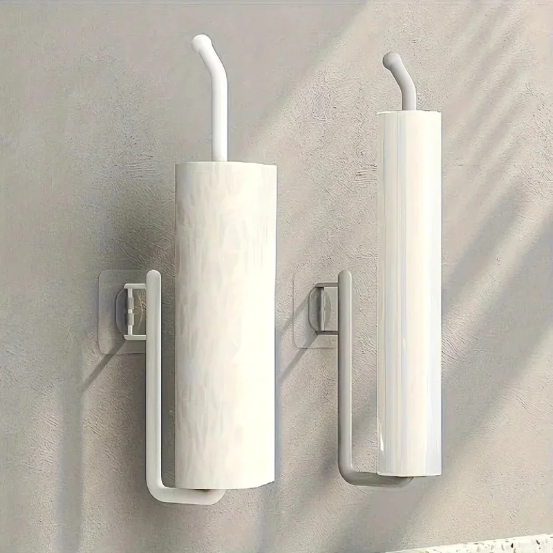 1-3pcs Kitchen Paper Roll Holder Bathroom Toilet Pape Storage Rack Towel Rack Cabinet Rag Hanging Holder Self-Adhesive Kitchen