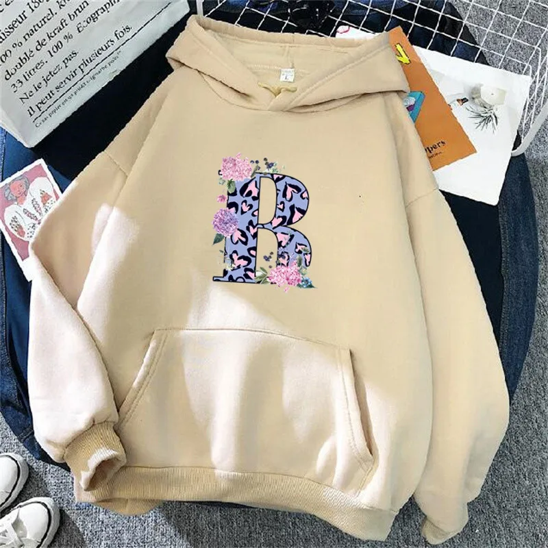 

Women Pullover Fashion Long Sleeve Letter Printing Harajuku Hoodie Streetwear Casual Loose Pocket Sweatshirts