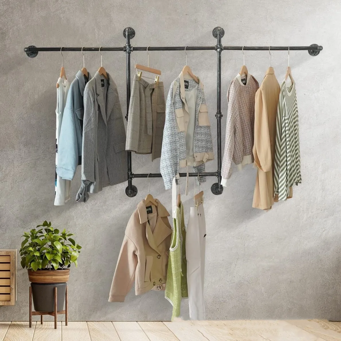 Cross-border dedicated industrial air duct, coat rack, clothing store, wall clothing display rack, metal removable rack