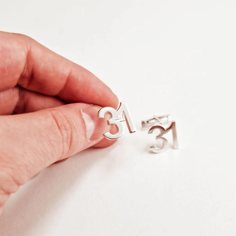 Personlized Customized Number CuffLinks Stainless Steel Groomsmen Gifts Support Customization Of All Languages Wedding Cufflinks